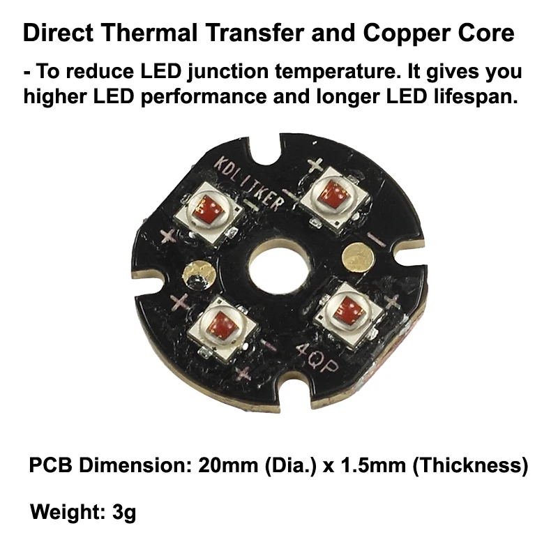 Quad Cree XP-E2 красный 620nm светодиодный излучатель с KDLITKER 20 мм x 1 5 DTP медный PCB