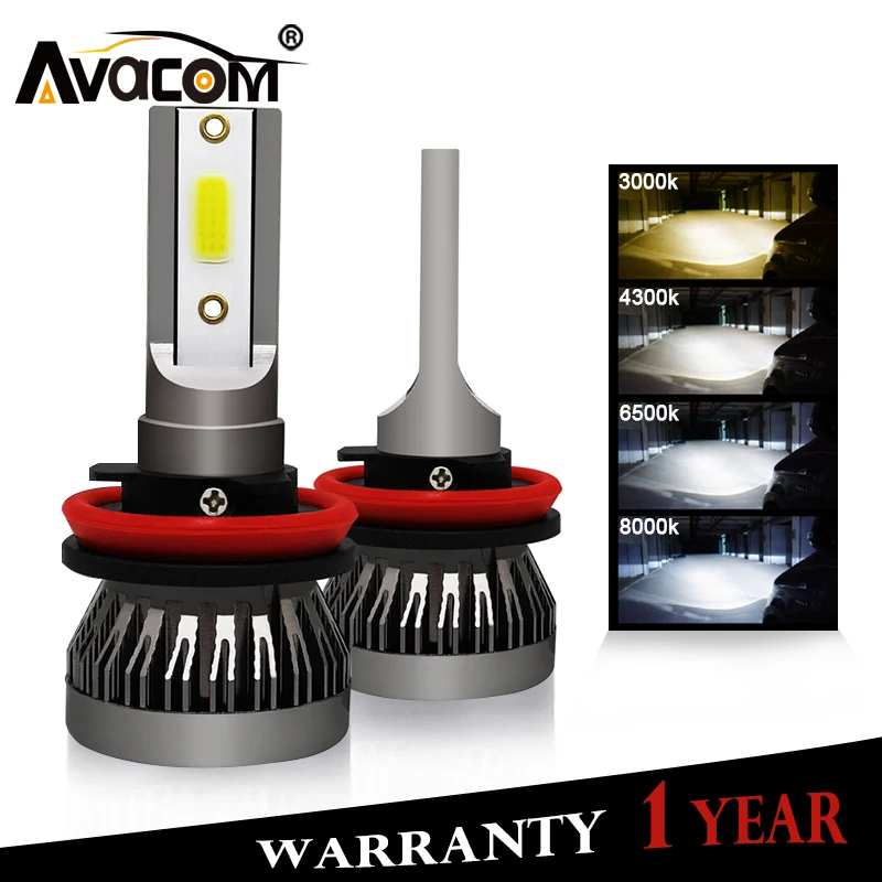 AVACOM 8000K 4300K H7 светодиодный лампы H4 фар автомобиля H1 H8 H9 H11 9005 HB3 9006 HB4 12V 8000LM авто фары
