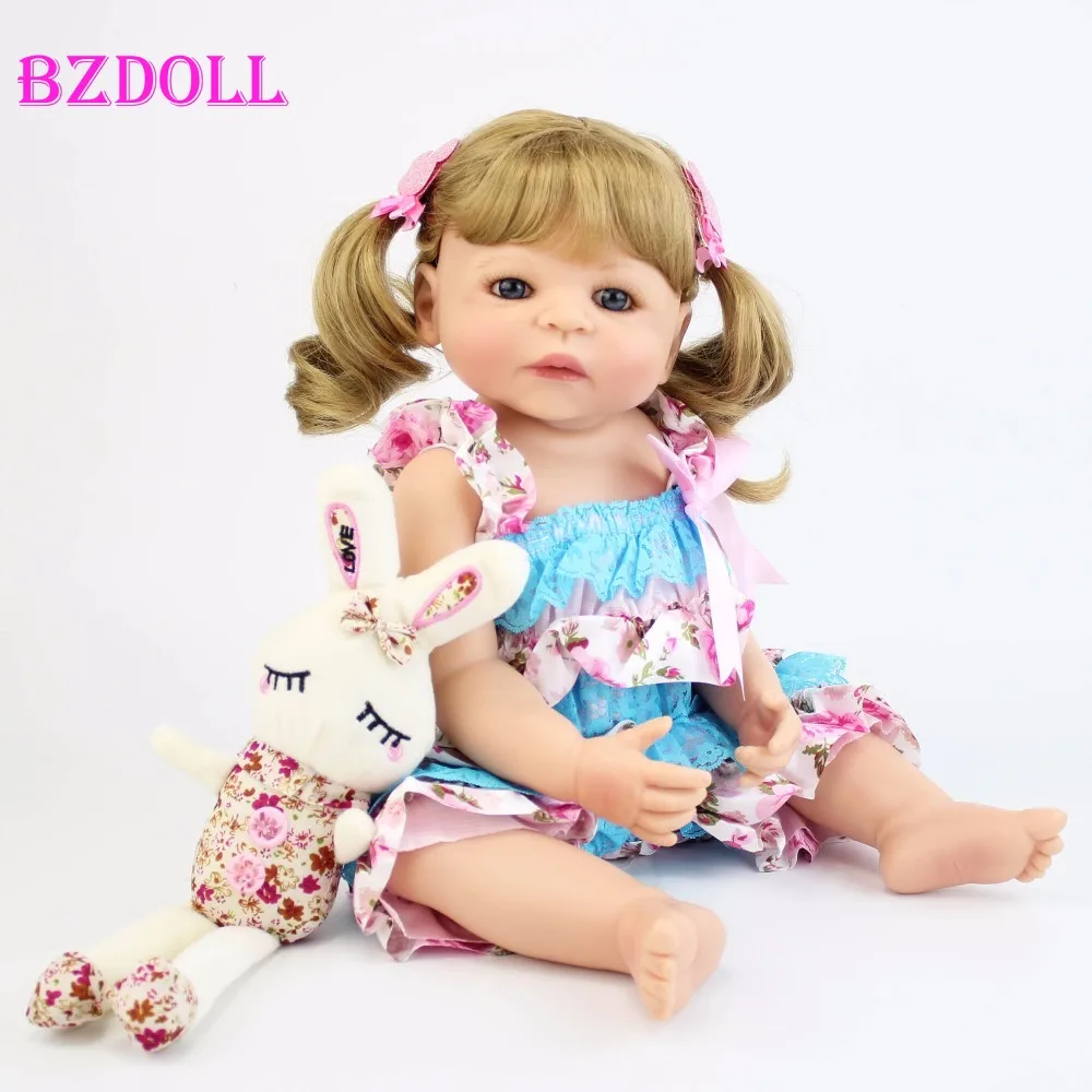 

55cm Full Silicone Vinyl Reborn Baby Doll Toys Girls Bonecas 22"Newborn Blonde Princess Bebe Alive Xmas Birthday Gift