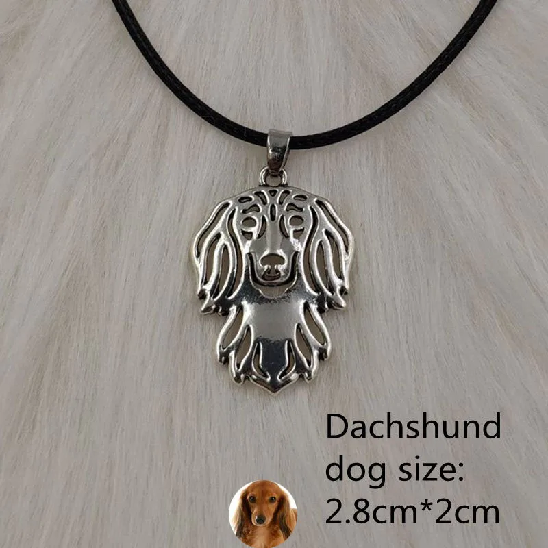 Dachshund Веревочное ожерелье с подвеской в виде собаки и животного, античное серебро, Хаски, померанский пудель, ювелирное изделие для женщин, мужчин, женщин, в стиле панк, милое - Окраска металла: Dachshund