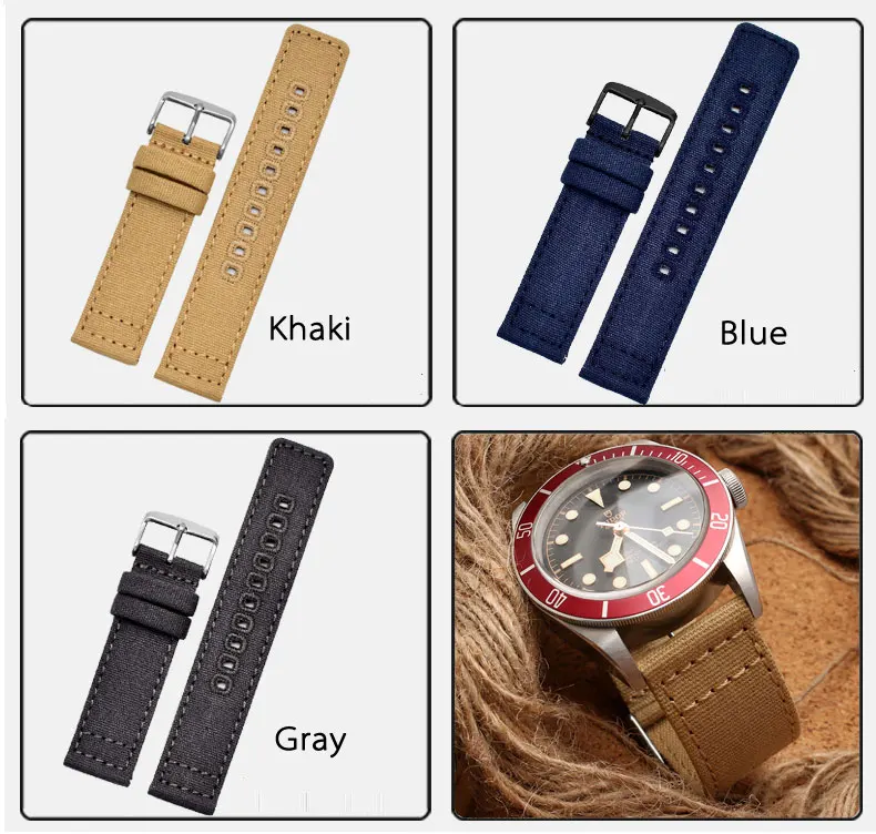 Универсальный Холщовый ремешок для часов, Адаптированный к Citizen/King/Casio/Seiko 5/Tissot/DW браслет, быстросъемный 18 мм ремешок для часов