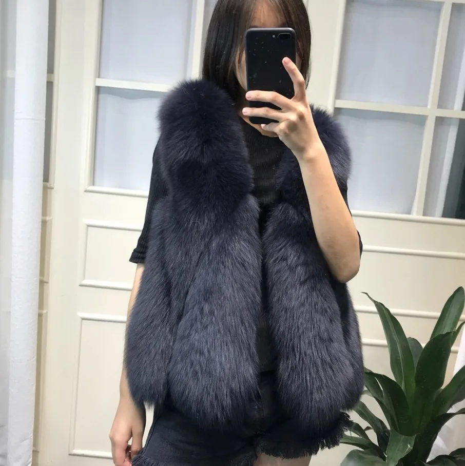 2022 New Design Nature Real Fox Fur Vest Female Full Pelt Genuine Fox Fur Gilet Short Style Women's Winter Fur Outwear enlarge