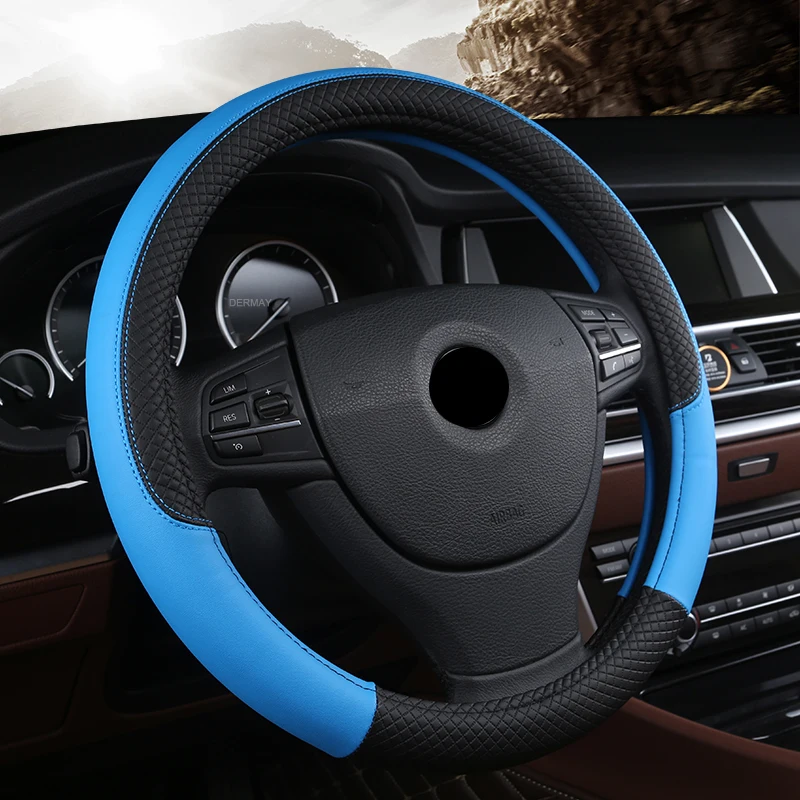 pu leather universal car steering wheel cover 38cm car styling sport auto steering wheel covers anti slip automotive accessories free global shipping