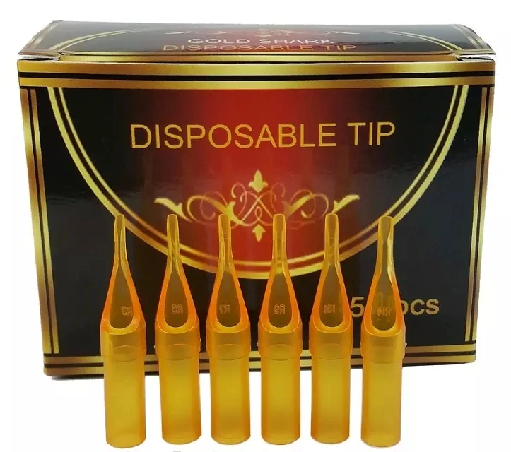 Стерильные желтые пластиковые одноразовые короткие тату-иглы насадки 50 шт./корт.