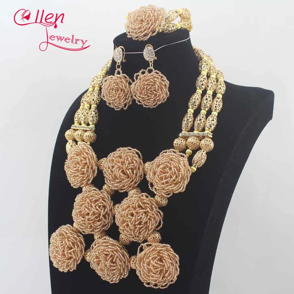 Новинка 2019 Наборы украшений из бисера в африканском стиле цвета шампанского для