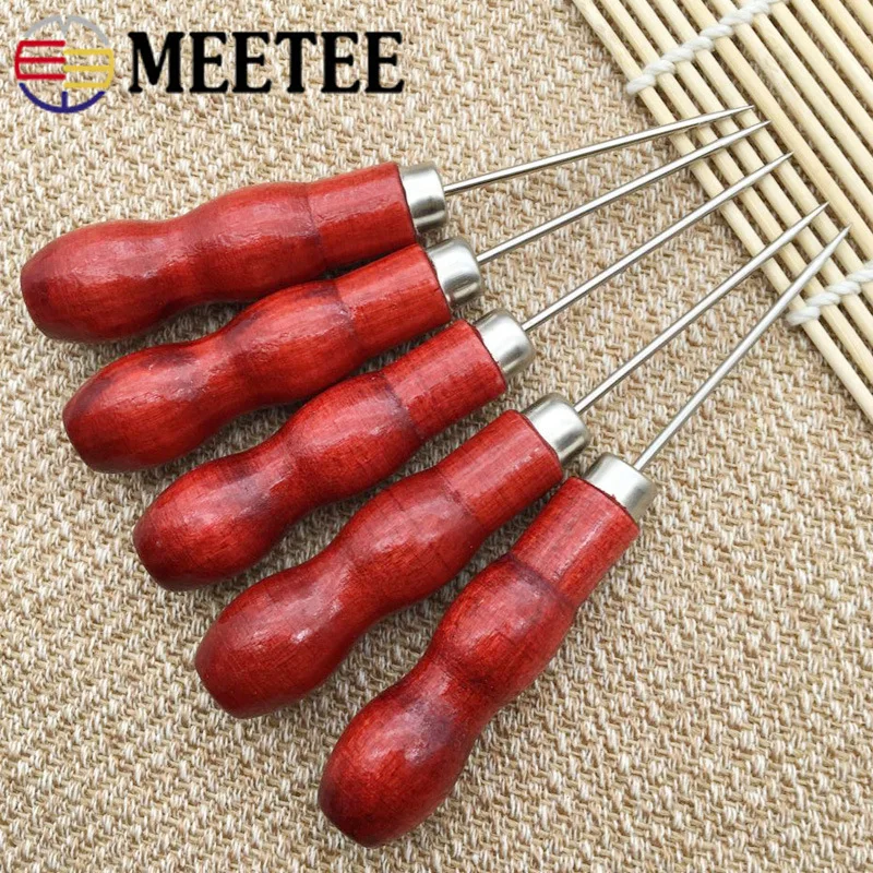 Meetee 10 шт. Тыква Awl тысячи прямое сверло деревянная ручка DIY кожа двойная ручной
