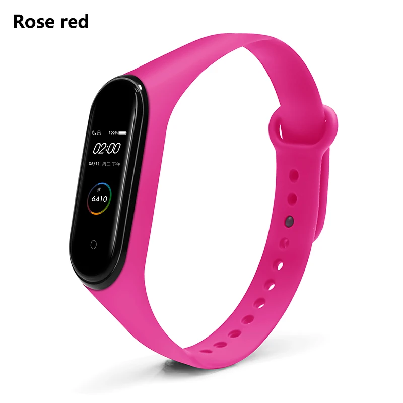 Rose Red BOORUI для xiaomi mi band 4 ремешок Модный Цветной mi band 4 ремешок силиконовый mi band 4 Ремень Замена для xiaomi mi 4 band - Цвет: Rose Red