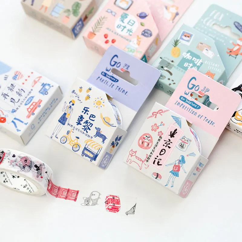 1 5 см * 7 м Повседневная жизнь милый животный скотч с принтом &quotКошка&quot Дети diy