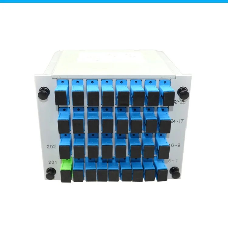 

High quality FTTH SC UPC 1x2 Cassette type PLC fiber Optic Splitter SC Fiber Splitter Distribution Box with SC UPC Connector