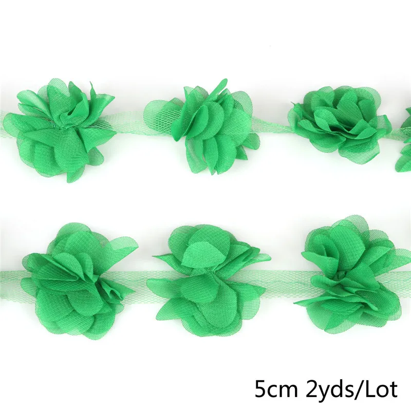 2 ярда ширина 5 см 3D шифон кластер цветы кружево платье украшение кружевная ткань аппликация отделка Швейные принадлежности аксессуары