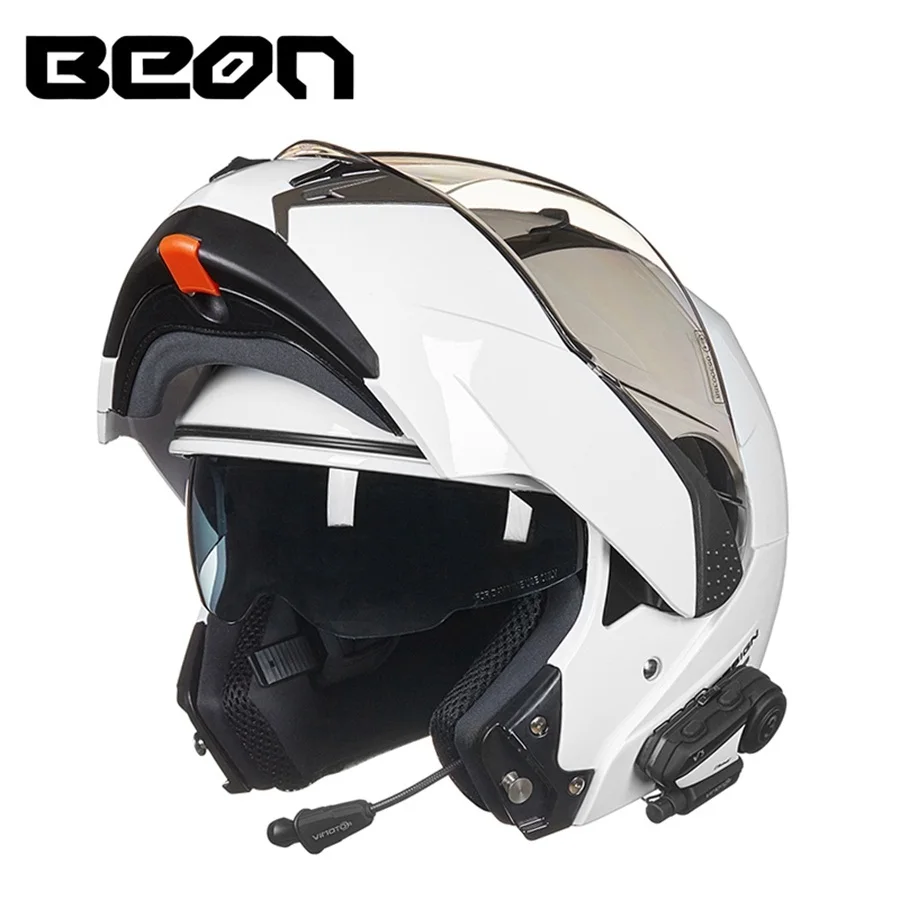 BEON двойной объектив флип до 1000 м V3 Bluetooth мотокросс шлем домофон гарнитура интерфон радио гоночный мотоцикл шлемы