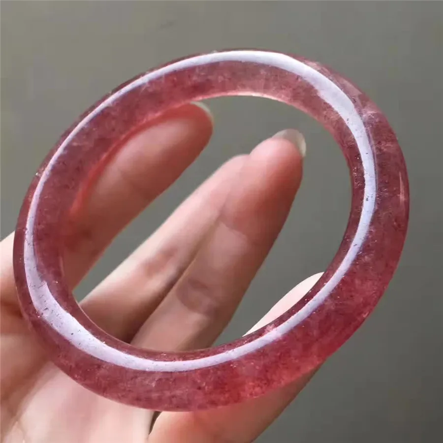 

Natural Genuine Red Strawberry Quartz Gemstone Crystal Fashion Woman Bangles Bracelets Inner Diameter 57mm
