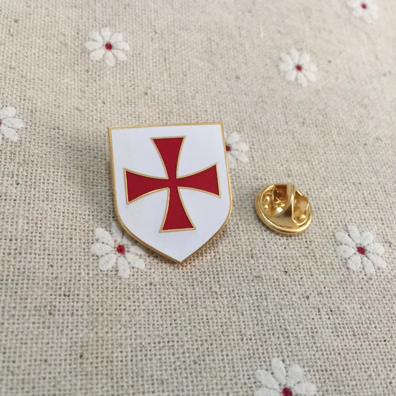 100pcs Factory Customized Pins and Badges Masonic Christian Army Crusader Knights Templar Red Cross White Shield Mason Lapel Pin | Дом и сад