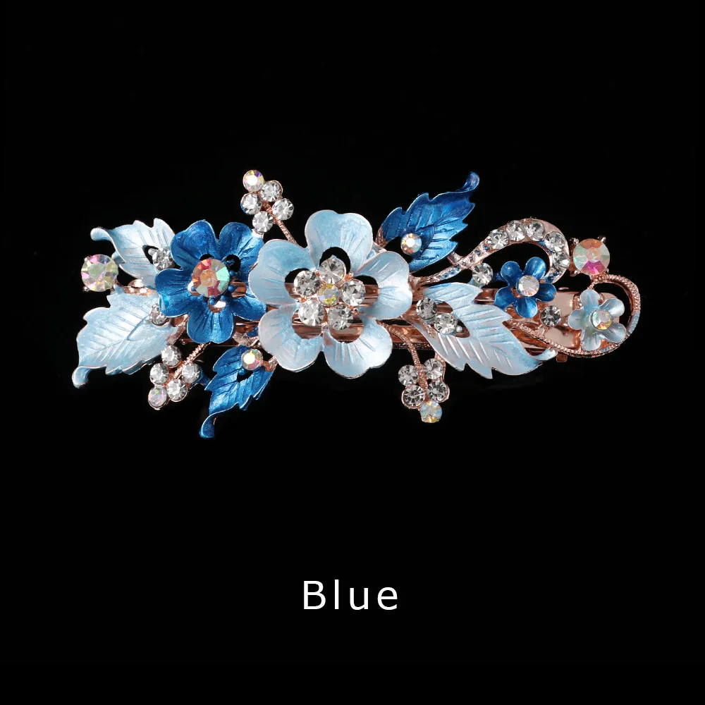 blue Заколка-заколка для волос с кристаллами, заколка-цветок, резиновая заколка для волос, заколка для волос для женщин и девушек, аксессуары для укладки волос - Цвет: blue