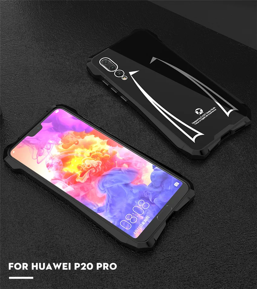 R-JUST, темный плащ, металлический бампер для huawei P20 lite, чехол-броня, алюминиевый акриловый чехол-держатель для huawei P20 Lite/Pro