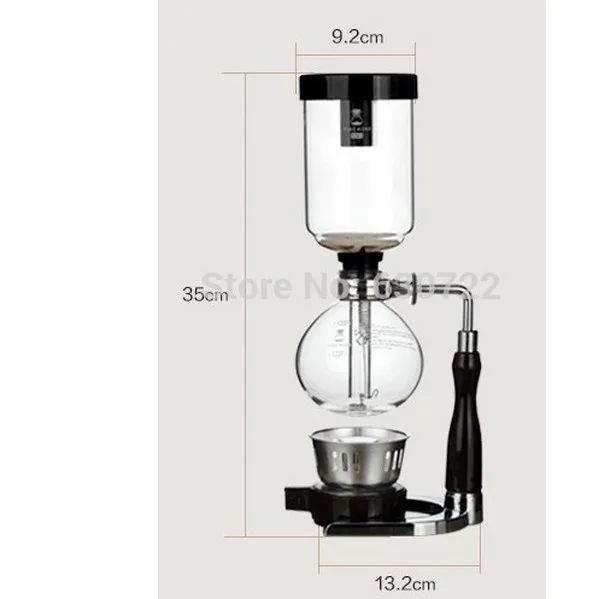 Timemore TSP23BK всасывающая Кофеварка сифонная кастрюля 3 сервировочная стеклянная керамическая ручка металлическая основа 35,5x13 см