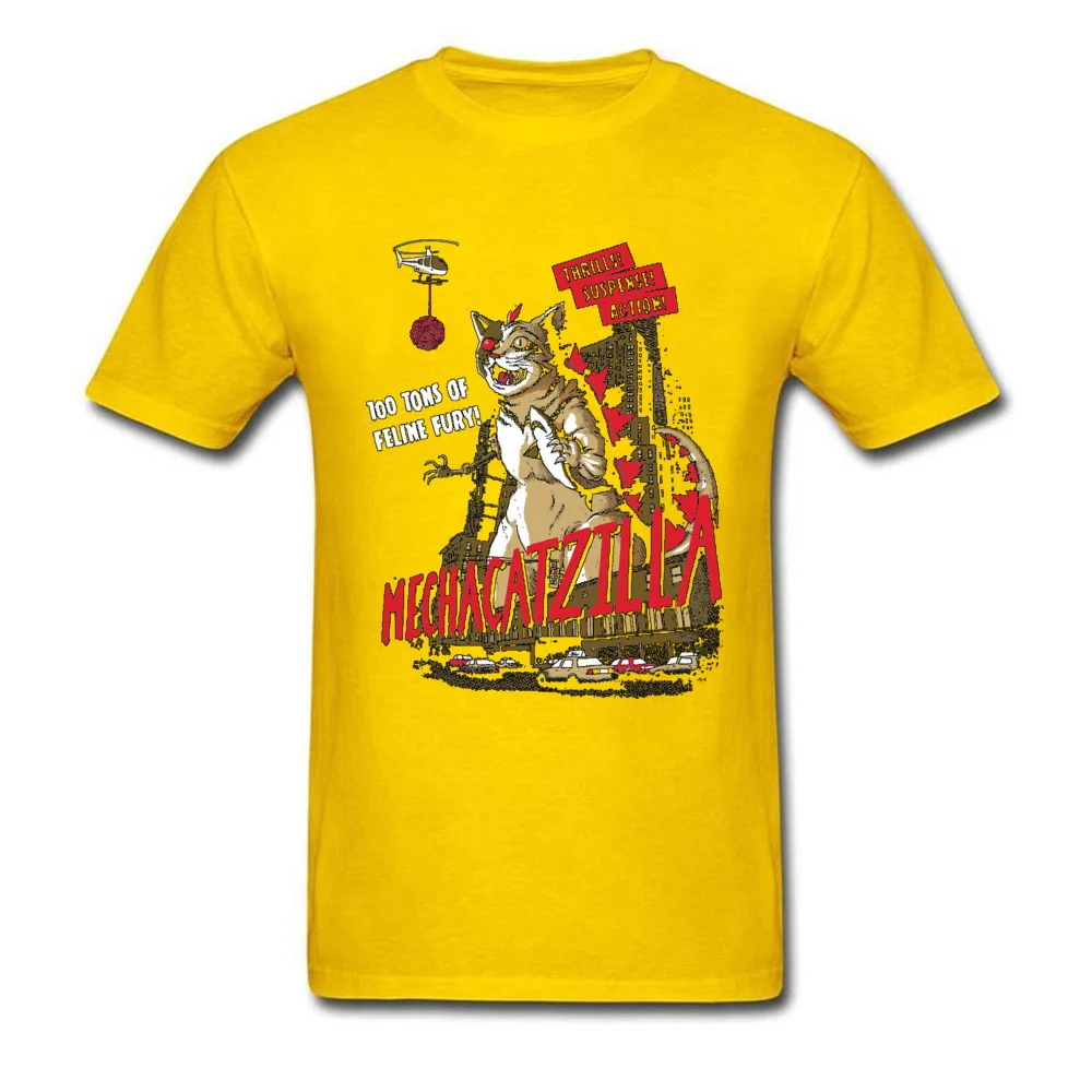 Mecha Catzilla Monster сатана демон кошка психоделик-рубашка забавный Японский комикс Графический футболки 3D печать чужих вещей мужчин - Цвет: Yellow