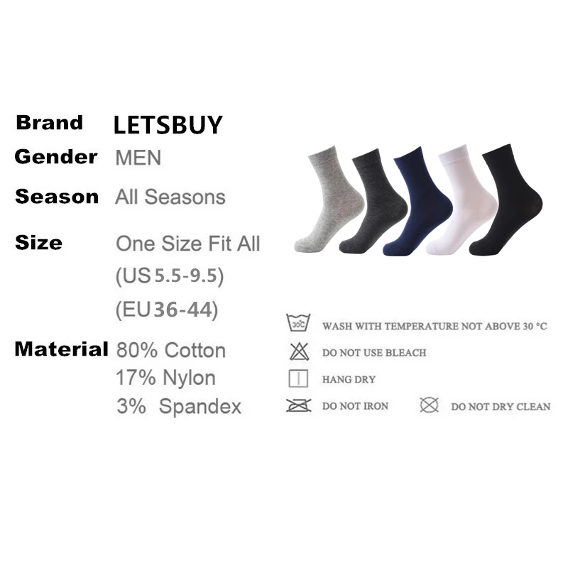 LETSBUY 5pairs / lot mens socks cotton business dress socks solid colored black white short socks for man Calcetines masculinos