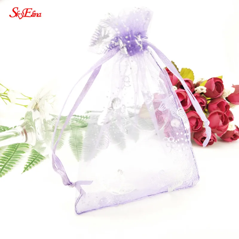 light purple 50 шт. бронзированный 7x9 9x12 11x16 см органза мешок для подарков, упаковка для ювелирных изделий сумки Свадебная вечеринка украшения Drawable Сумки саше сумки 5Z - Цвет: light purple