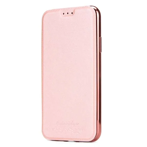 Pink Чехол-Кошелек с гальваническим покрытием для iPhone 8, 7 Plus, 6, 6 S Plus, 5, 5S, SE, мягкий ТПУ+ PU кожаный чехол-книжка для Iphone X, XS, Max, XR, задняя крышка - Цвет: Pink