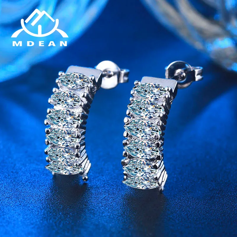 Серьги MDEAN цвета белого золота для женщин ювелирные изделия AAA Циркон Свадебные