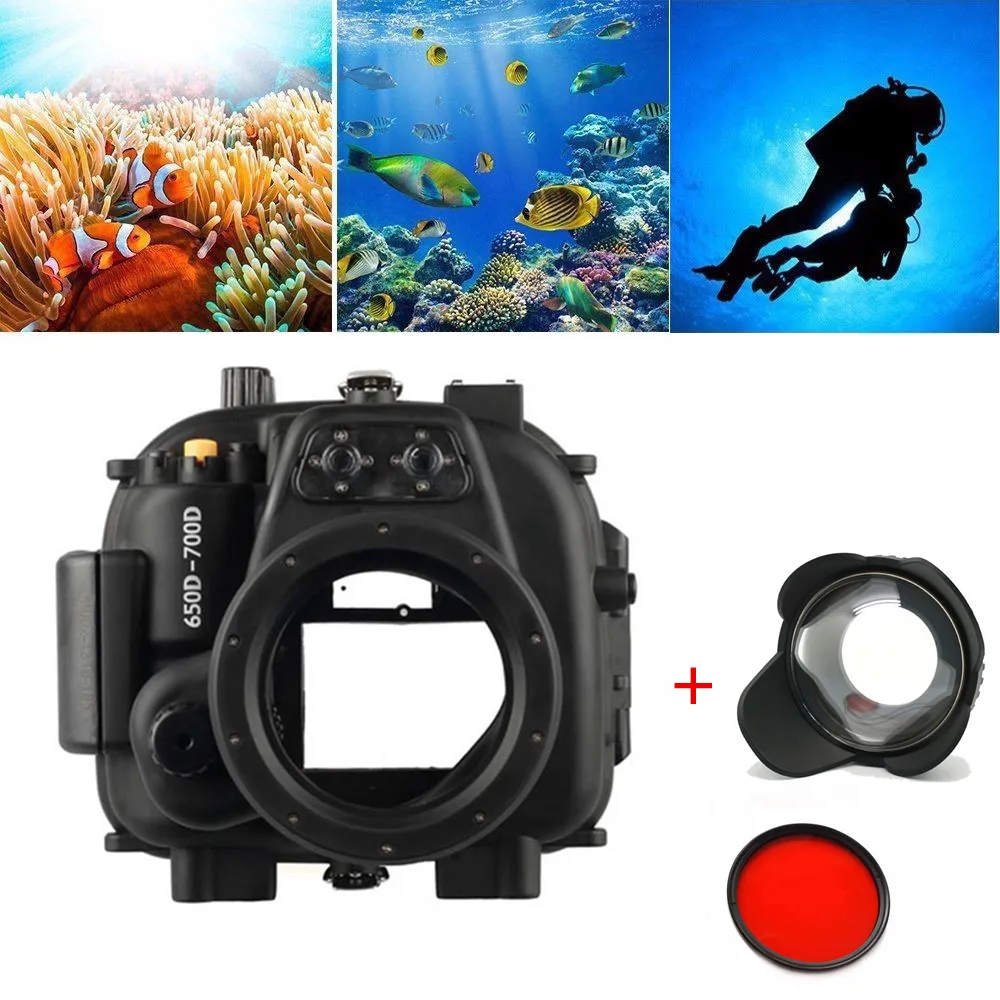 Подводный водонепроницаемый чехол Meikon 40 м 130 футов для камеры Canon EOS 650D 700D(Rebel T4i/T5i)+ объектив рыбий глаз MEIKON 67 мм