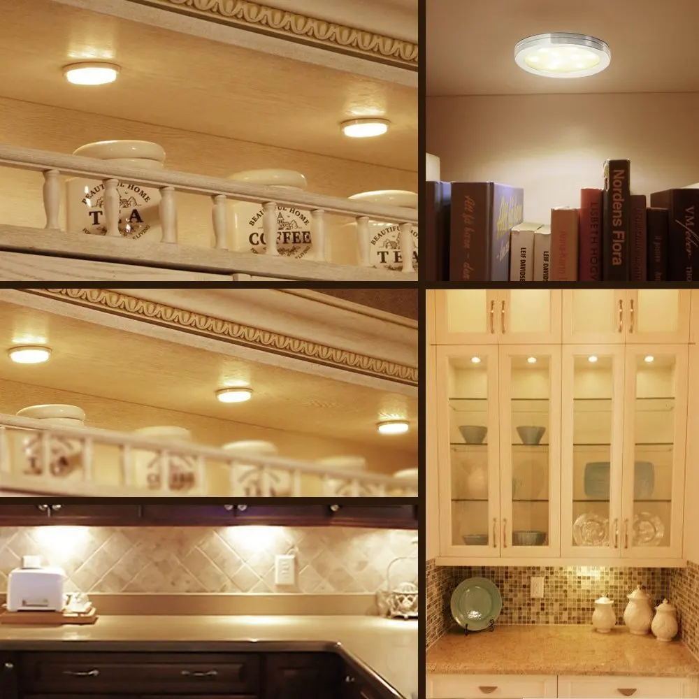

12V Cabinet LED Lighting Kit 12 Lights Round Counter Lighting Kitchen Closet Paste Lighting
