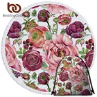 Пляжное полотенце BeddingOutlet с цветами и сумкой на шнурке, розовое банное полотенце с цветами, коврик для пикника для девочек, пляжное одеяло с листьями, подарок с любовью