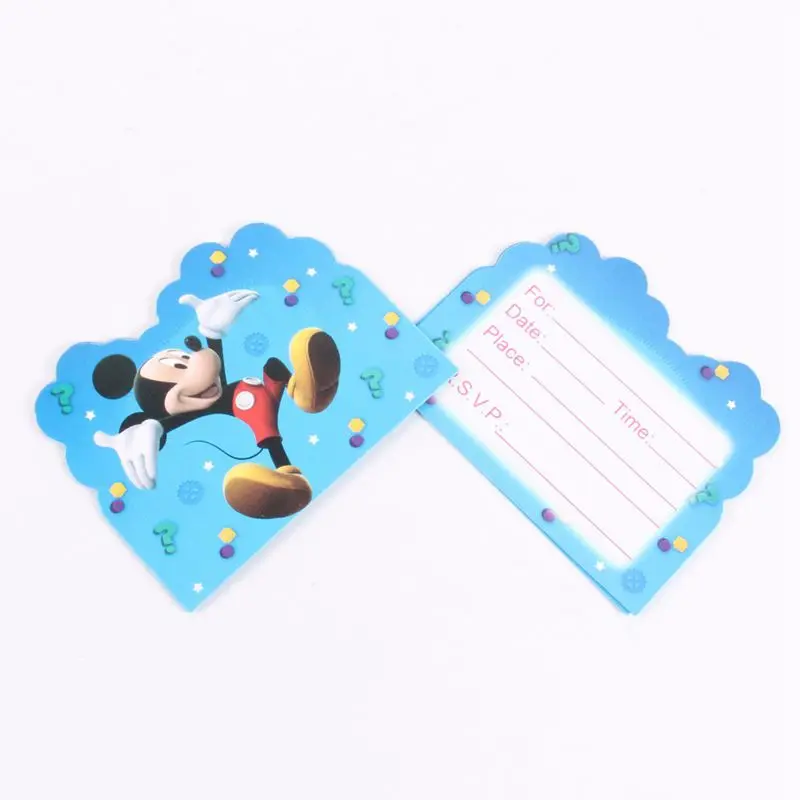 invitation card 10pc 6 шт. Свадебная коробочка для сладостей «Микки Минни», коробки для конфет, детский душ, детский день рождения, мероприятие, вечеринка, подарочная коробка - Цвет: invitation card 10pc