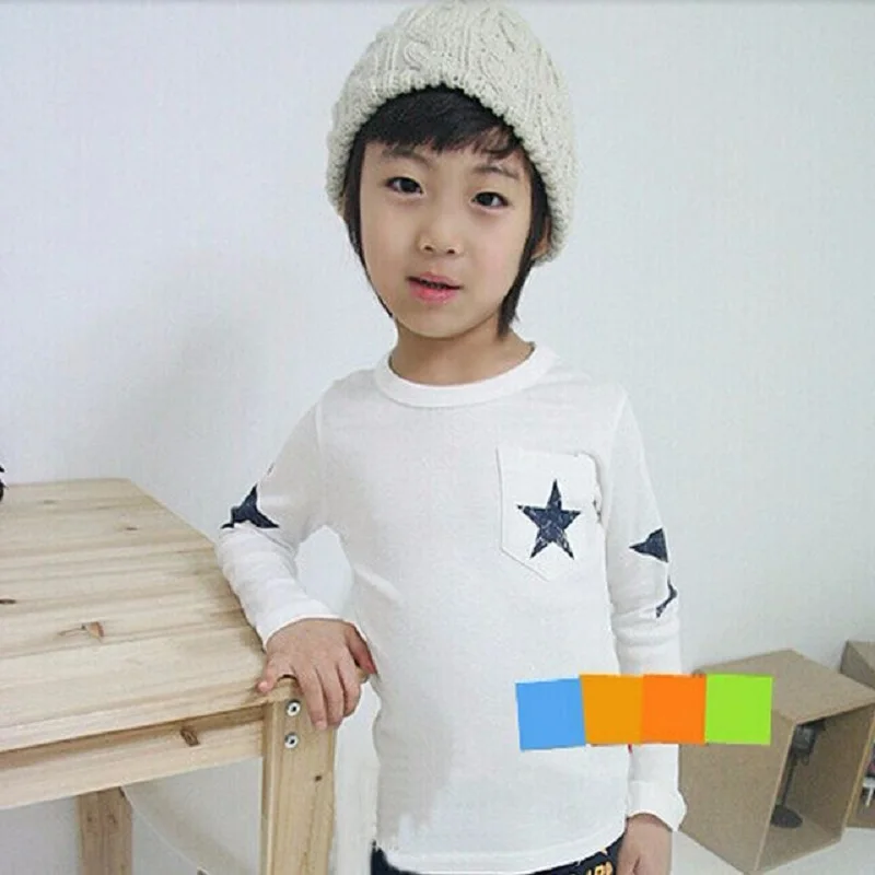 Hooyi 2017 модные белые темно-синие футболки с длинным рукавом для мальчиков весенние