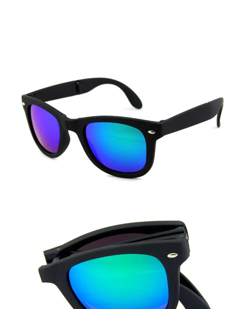 RBRARE Foldable Sunglasses With Box Vintage Classic Sun Glasses Men Shopping Travel Colorful UV400 Lunette De Soleil Femme