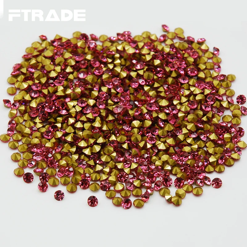 Акция! Высококачественные стразы в форме конуса сзади роза цвет кристалл шатон