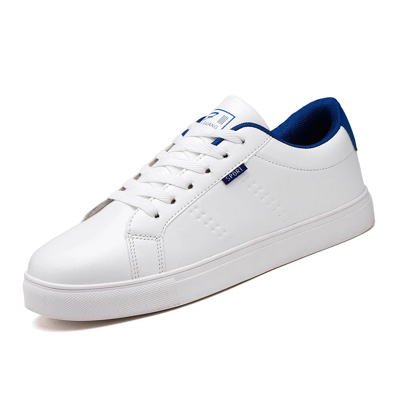 PUPUDA Men Shoes Spring Autumn Casual Leather Flat Lace-up Low Top White Male Sneakers Classic comfortable fashion Korean | Обувь