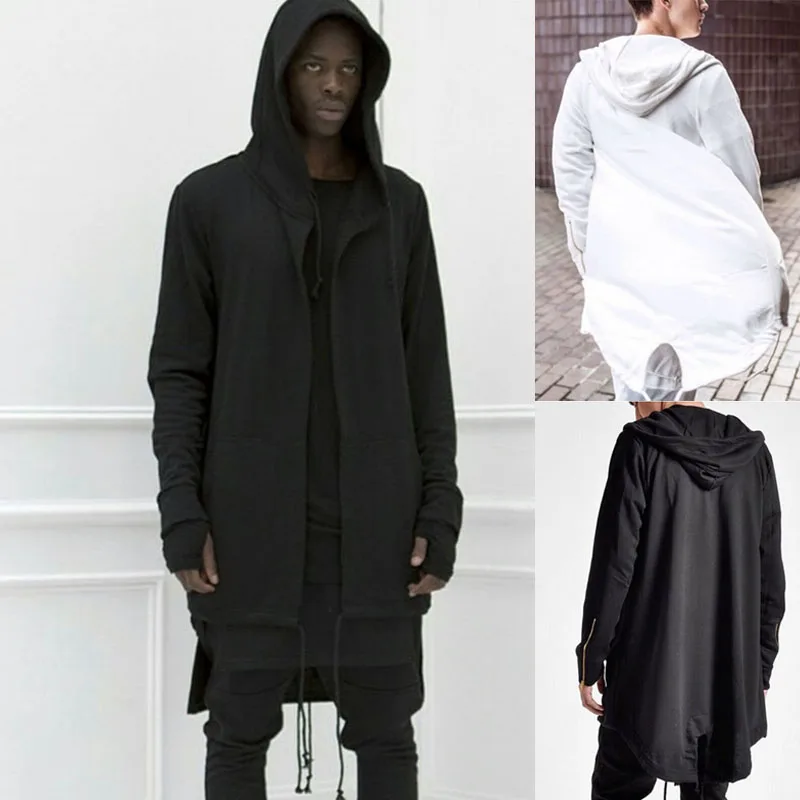 Мужское платье с капюшоном в стиле хип-хоп пальто свободные толстовки длинными