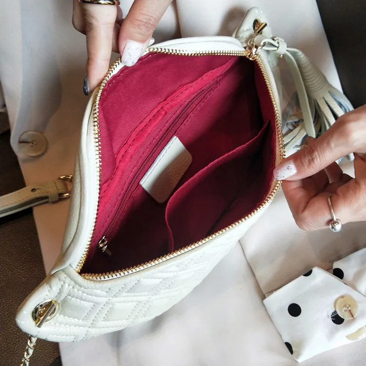 Fashion Tassel Waist Packs Genuine Leather Crossbody Bags For Women Chest Bag Luxury Handbags Women Bags Designer Ladies Purse