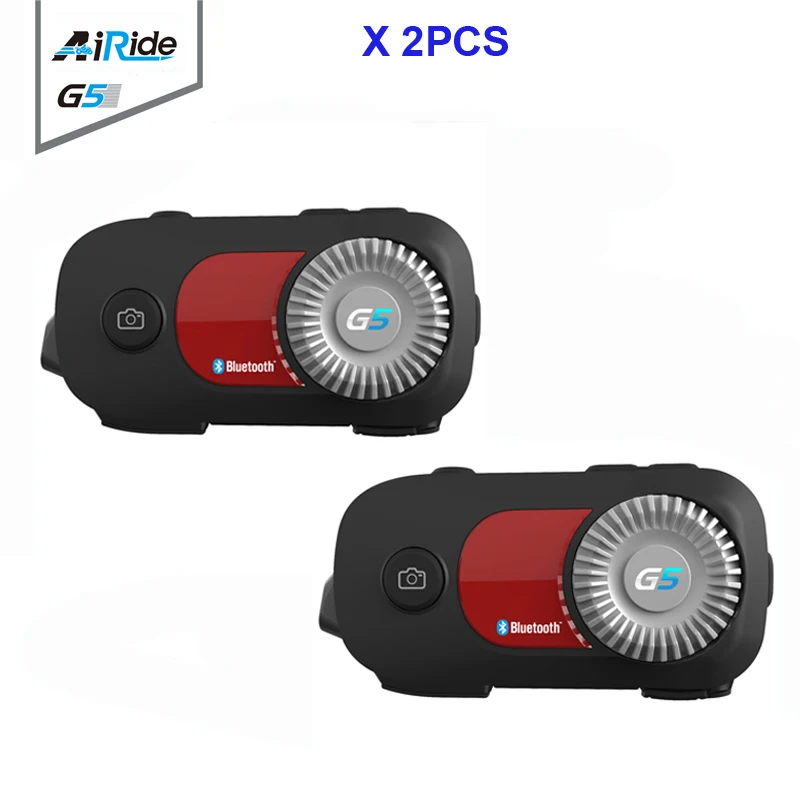 2 комплекта, AiRide G5, мотоциклетная Bluetooth гарнитура для шлема, домофон, 500 м, 4 всадника, группа, домофон, MP3 HD 1080 P, видеокамера, камера
