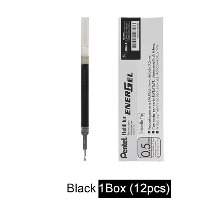 LifeMaster Pentel Energy Gel LRN5 игольчатая гелевая ручка, заправка 0,5 мм, черный/синий/красный для Pentel BLN75 - Цвет: 12pcs Black