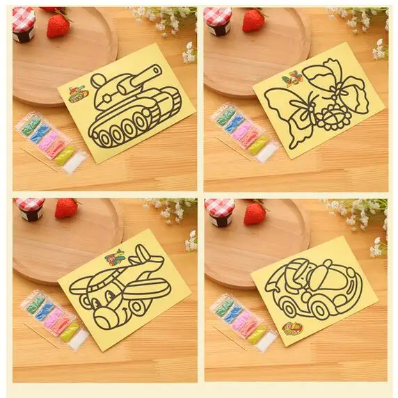 Мультфильм цветной песок живопись искусство креативный Рисунок Игрушки