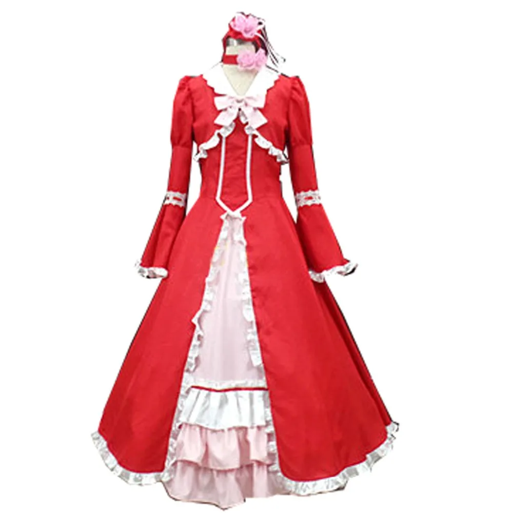 2019 Black Butler Kuroshitsuji Элизабет мидфорд Красный Хэллоуин платье в стиле Лолита Косплэй