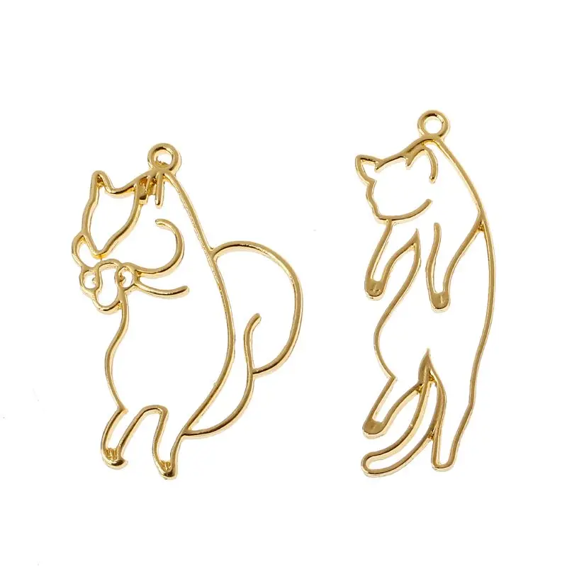

2Pcs Lazy Cat Squirrel Pendant Resin Frames Open Bezels Setting Jewelry Making