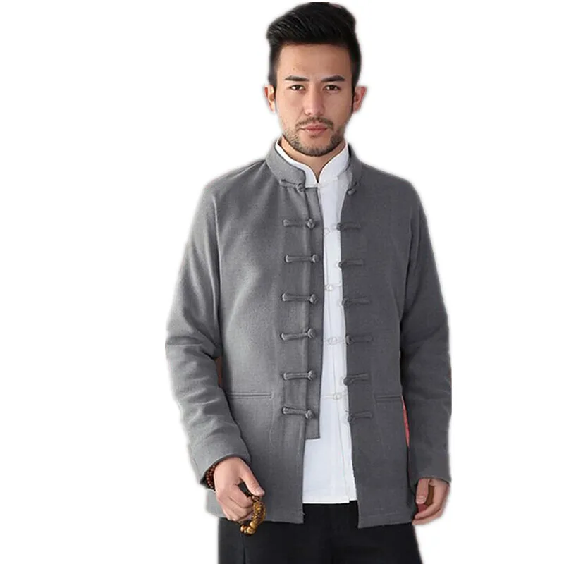 Модная мужская куртка с длинным рукавом в китайском стиле пальто кунг фу