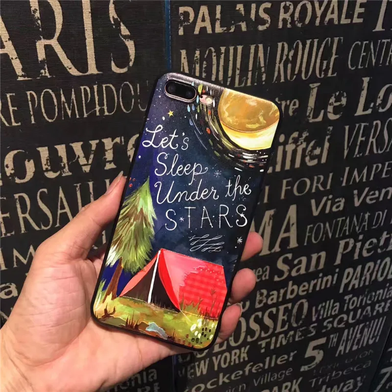 Kerzzil For iphone X 6S 7 8 Plus 3D Relief Phone Cases Starry Space Universe Soft silicon Case 6 Back Cover |
