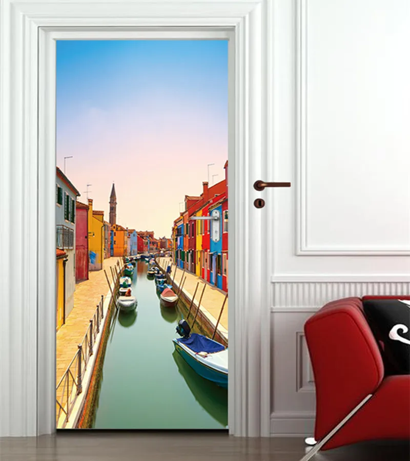 Современная 3D фотообои ПВХ наклейка Венеция вода город роспись настенная