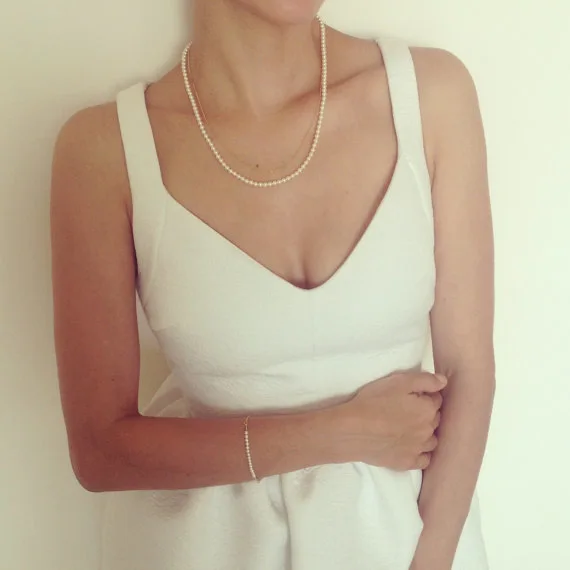 Новая мода жемчужное ожерелье медное двойное короткое из бисера для женщин панк