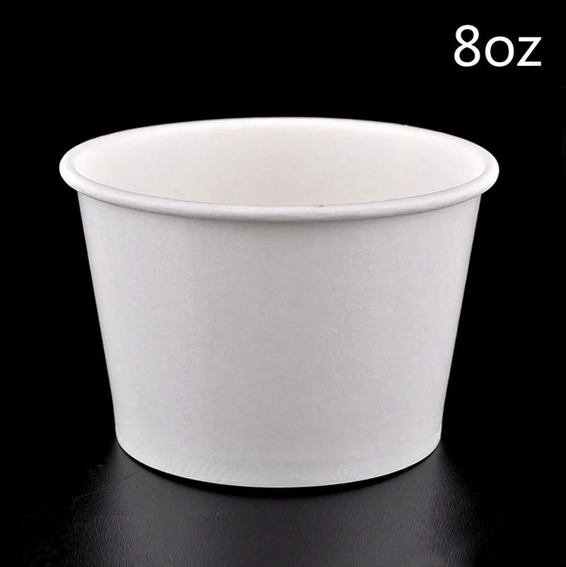 Чаша для мороженого из белой бумаги с изогнутым покрытием Одноразовая чашка воды