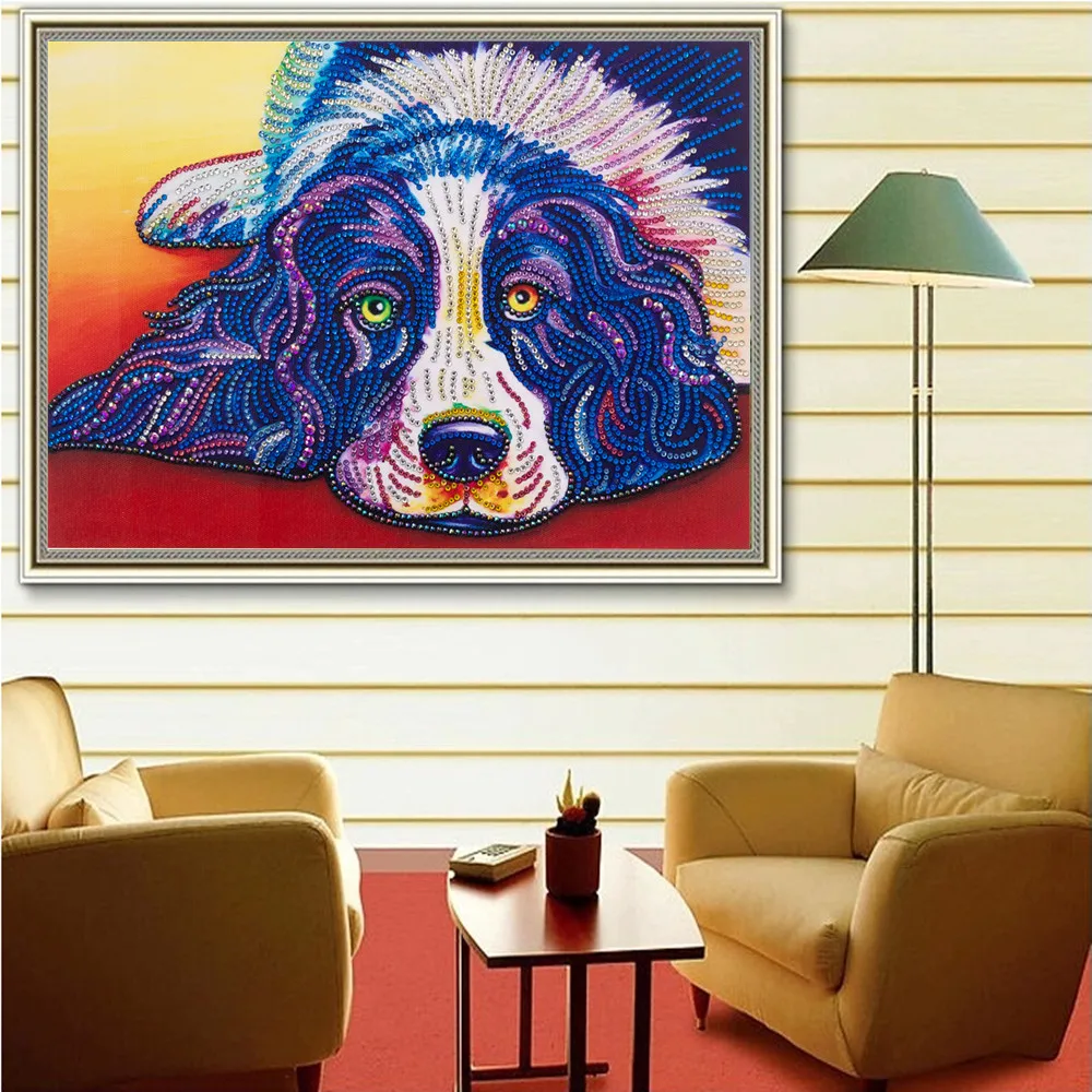 5D алмазная живопись особой формы голубая собака животная Вышивка крестиком