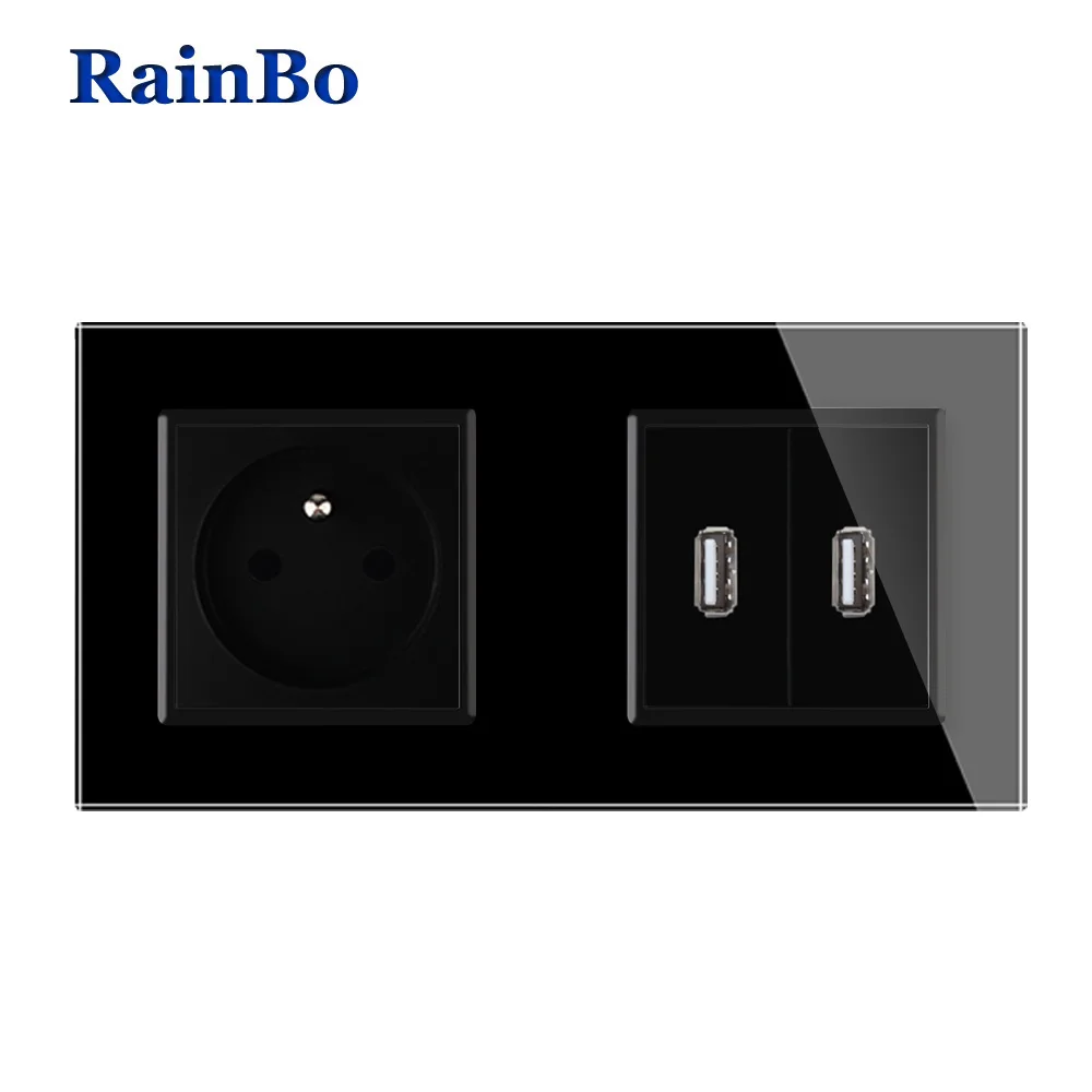 RainBo Франция-Стандартный блок питания + usb-разъем USB-розетка стеклянная-панель не