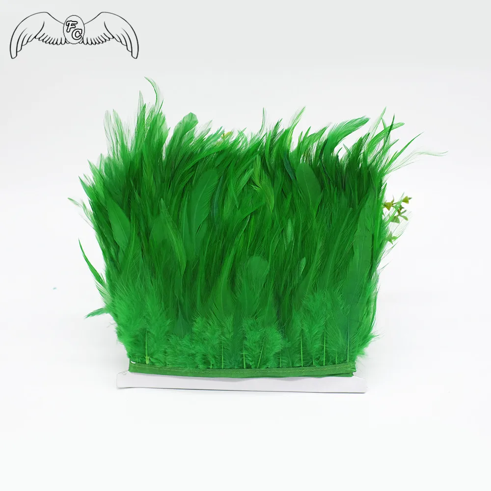 dark green 10 ярдов 8-15 см натуральный Hackle куриное перо отделка петух перо лента бахрома для платья/юбки/ремесла DIY аксессуары - Цвет: dark green