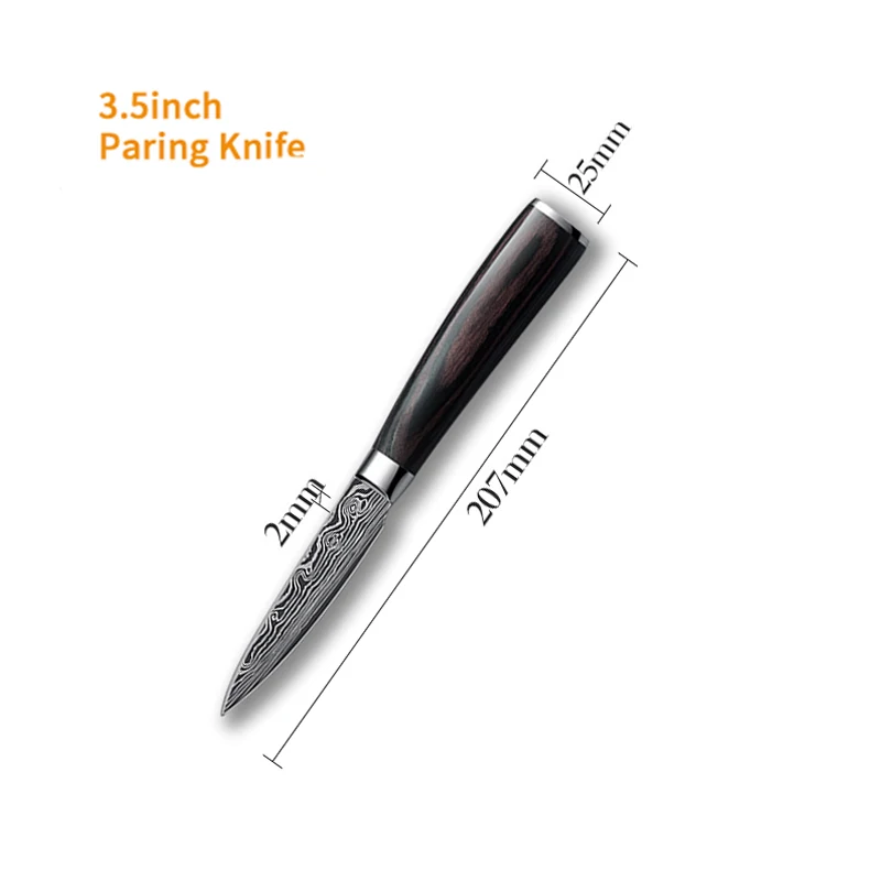3.5in Paring Knife Кухонный нож, кухонная утварь 7CR17 440C из высокоуглеродистой нержавеющей стали, шлифовальный лазерный узор, поварские ножи, нож для овощей Santoku - Цвет: 3.5in Paring Knife