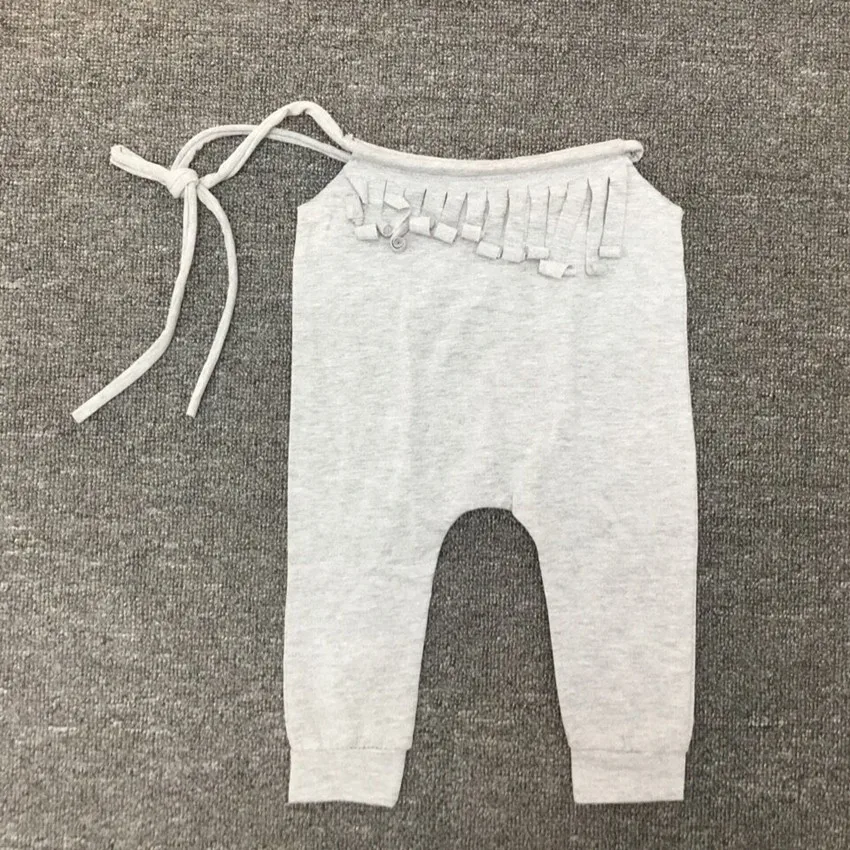 Детский однотонный хлопковый комбинезон с кисточками для девочек|jumpsuit newborn|romper